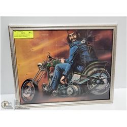 11" x 14" DAVID MANN POSTER BIKERS HARLEY FRAMED