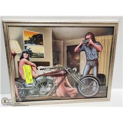 11" x 14" DAVID MANN POSTER BIKERS HARLEY FRAMED