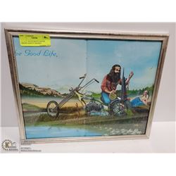 11" x 14" DAVID MANN POSTER BIKERS HARLEY FRAMED