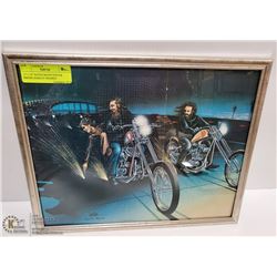 11" x 14" DAVID MANN POSTER BIKERS HARLEY FRAMED