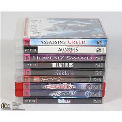 BOX W/ 9 - PS3 GAMES INCL. ASSASSINS