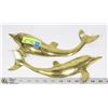 Image 1 : PAIR OF SOLID BRASS DOLPHINS APPROX 13" LONG