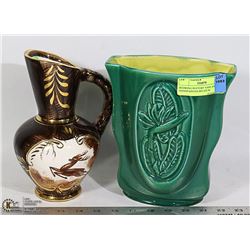 REDWING POTTERY VASE AND HANDPAINTED BELGIUM