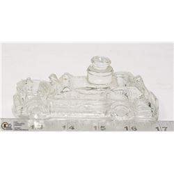 VINTAGE GLASS FIRE ENGINE CANDY HOLDER