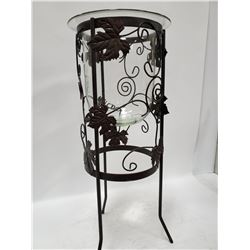 DECORATIVE METAL & GLASS STAND, 25" TALL