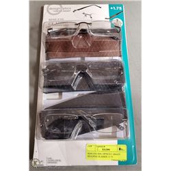 RIMLESS DES. OPTICS F. GRANT READING GLASSES +1.75