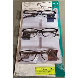 LDS DESIGN OPTICS F. GRANT READING GLASSES +1.75