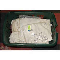 ANTIQUE LINENS DOILIES TABLECLOTHS HANKIES APRON