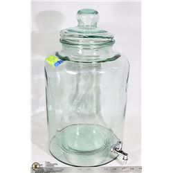 NEW HEAVY GLASS CONTAINER WITH METAL SPIGOT,