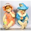 Image 1 : VINTAGE CHALK WARE FIGURES OF BOY AND GIRL