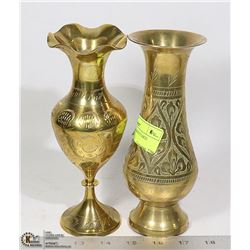 SET OF 2 - 8" H BRASS ETCHED VASES