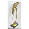 Image 1 : VINTAGE BRASS PARROT ON TREE ON MARBLE STAND
