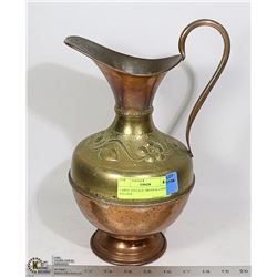 LARGE VINTAGE  BRASS & COPPER  PITCHER