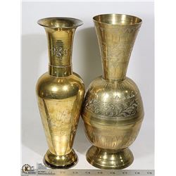 SET OF 2 - 12" H BRASS ETCHED VASES