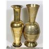 Image 1 : SET OF 2 - 12" H BRASS ETCHED VASES