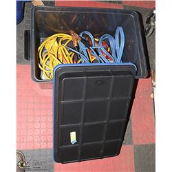 TOTE OF ASSORTED ITEMS - BOOSTER CABLES,