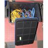 Image 1 : TOTE OF ASSORTED ITEMS - BOOSTER CABLES,