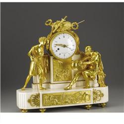 A Galle Louis XVI Marble and Gilt Bronze Clock 