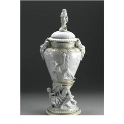 A Continental Porcelain Covered Urn 