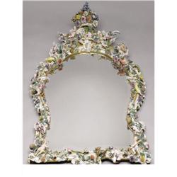 A Large Dresden Porcelain Mirror 