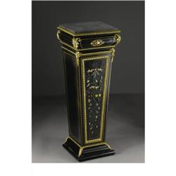 A Napoleon III Ebonized and Pietre Dure Pedestal 