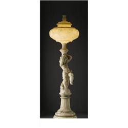 A Monumental Italian Alabaster Figural Torchiere 