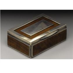 A George IV Wood and Silver Snuff Box 