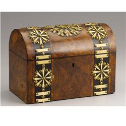 An English Victorian Burled Wood Tea Caddy 