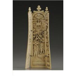 European Carved Ivory Gothic Style Triptych 