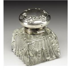 An American Glass and Silver Inkwell 