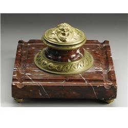 A Continental Marble And Gilt Bronze Inkstand 