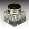 Image 1 : English Glass, Silver and Tortoiseshell Inkwell 