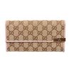 Image 1 : Gucci Beige GG Canvas Pink Leather Long Flap Wallet