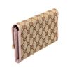 Image 2 : Gucci Beige GG Canvas Pink Leather Long Flap Wallet