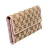 Image 3 : Gucci Beige GG Canvas Pink Leather Long Flap Wallet