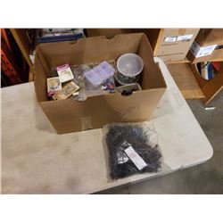 BOX OF HARDWARE, ORGANIZERS, WASHERS