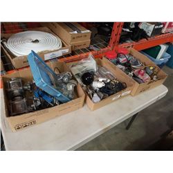 2 boxes of aluminum stock, valves and mneumatic sanders