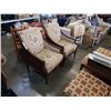 Image 2 : PAIR OF STUDDED WOOD FRAMED ARM CHAIRS WITH TREE PATTERNS