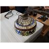 Image 1 : LEADED GLASS CHANDELIER - APPROX 20 INCHES ACROSS