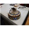 Image 2 : LEADED GLASS CHANDELIER - APPROX 20 INCHES ACROSS