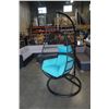 Image 8 : BRAND NEW BLUE CUSHION HANGING EGG CHAIR - RETAIL $949 W/ NECK PILLOW, FOLDABLE FRAME, POWDER COATED