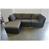 Image 2 : BRAND NEW RATTAN OUTDOOR 4 PIECE MODULAR SECTIONAL SOFA W/ DARK GREY CUSHIONS - RETAIL $1299 POWDER 