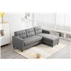 Image 1 : BRAND NEW GREY TUFTED REVERSIBLE SECTIONAL SOFA - RETAIL $899 COTTON LINEN FABRIC 5' X 7'