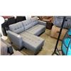 Image 2 : BRAND NEW GREY TUFTED REVERSIBLE SECTIONAL SOFA - RETAIL $899 COTTON LINEN FABRIC 5' X 7'