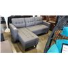 Image 3 : BRAND NEW GREY TUFTED REVERSIBLE SECTIONAL SOFA - RETAIL $899 COTTON LINEN FABRIC 5' X 7'