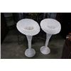 Image 1 : 2 TALL WHITE WICKER VASES - 43 INCHES TALL