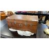 Image 1 : VINTAGE WOOD TRUNK WITH BRASS ACCENTS
