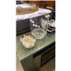Image 1 : ARTIFICIAL PLANT, GLASS VASE AND SWAN FIGURES