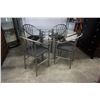 Image 2 : Round glasstop dining table with 4 metal chairs