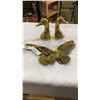 Image 1 : 2 BRASS BUTTERFLIES AND 2 BRASS DUCK BOOKENDS